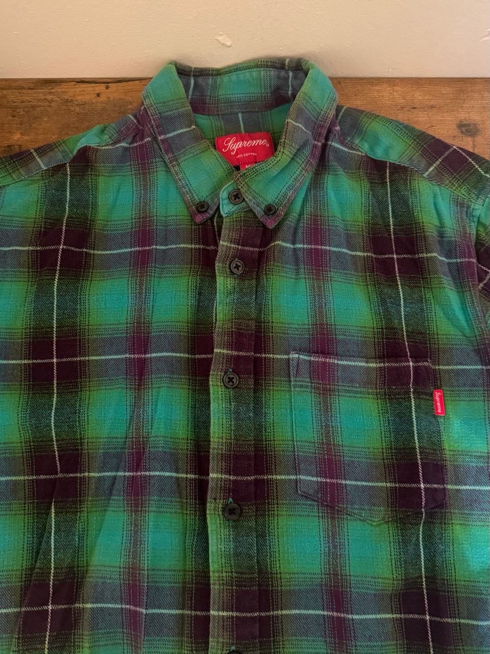 This is the Supreme Tartan Flannel Shirt (Green) from the Fall/Winter 2020 (FW20